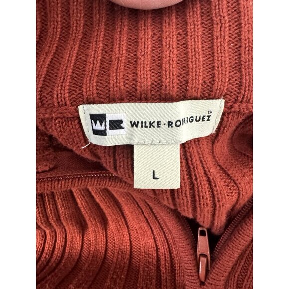 Vintage Wilke Rodriguez Ribbed Mockneck ¼ Zip Sweater Women’s XL Rust Y2K Street - Picture 3 of 8